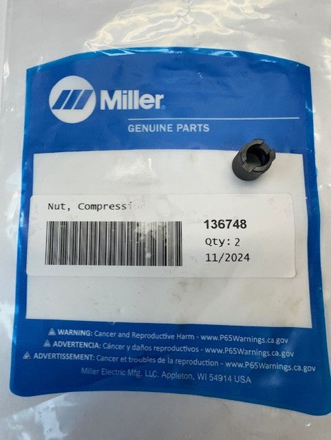 Miller 136748 NUT, 375-24  .41DIA .50H STL BLK SCREW DRUR SLOT