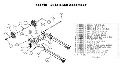 2400 SERIES DOLLY WHEEL KIT - OLD STYLE 784867 COMPATIBLE EE 2023