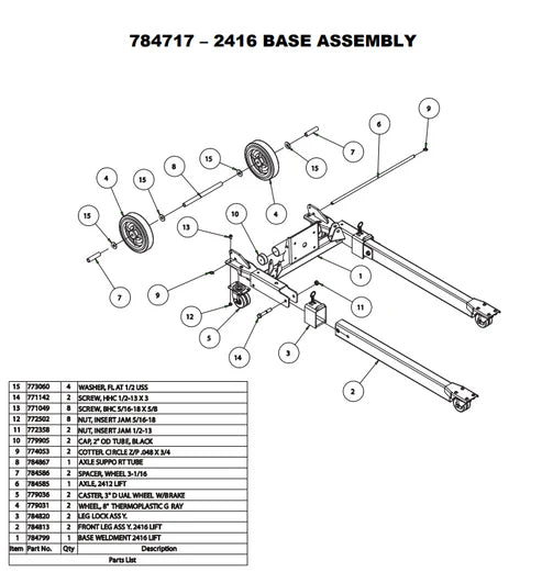 2400 SERIES DOLLY WHEEL KIT - OLD STYLE 784867 COMPATIBLE EE 2023