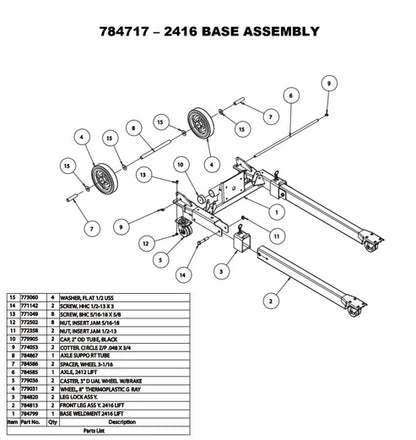2400 SERIES DOLLY WHEEL KIT - OLD STYLE 784867 COMPATIBLE EE 2023