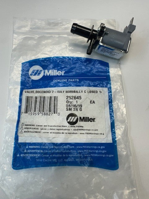 Miller 252645 VALVE,SOLENOID 2-WAY NORMALLY CLOSED 14VDC 6.5 W