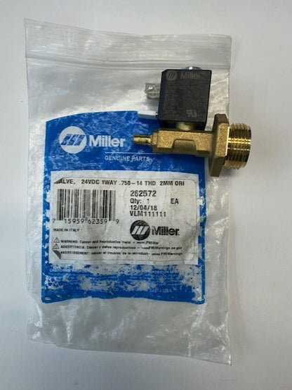 Miller 262572 VALVE,   24VDC 1WAY .750-14 THD 2MM ORF 100PSI