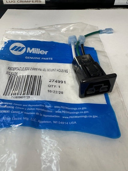 Miller 274991 RECEPTACLE,SDG 2.5MM PANEL MOUNT HOUSING W/LEADS