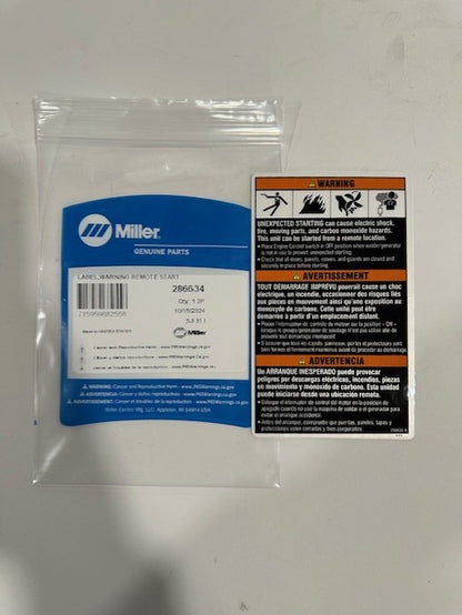 Miller 286634 LABEL,WARNING REMOTE START