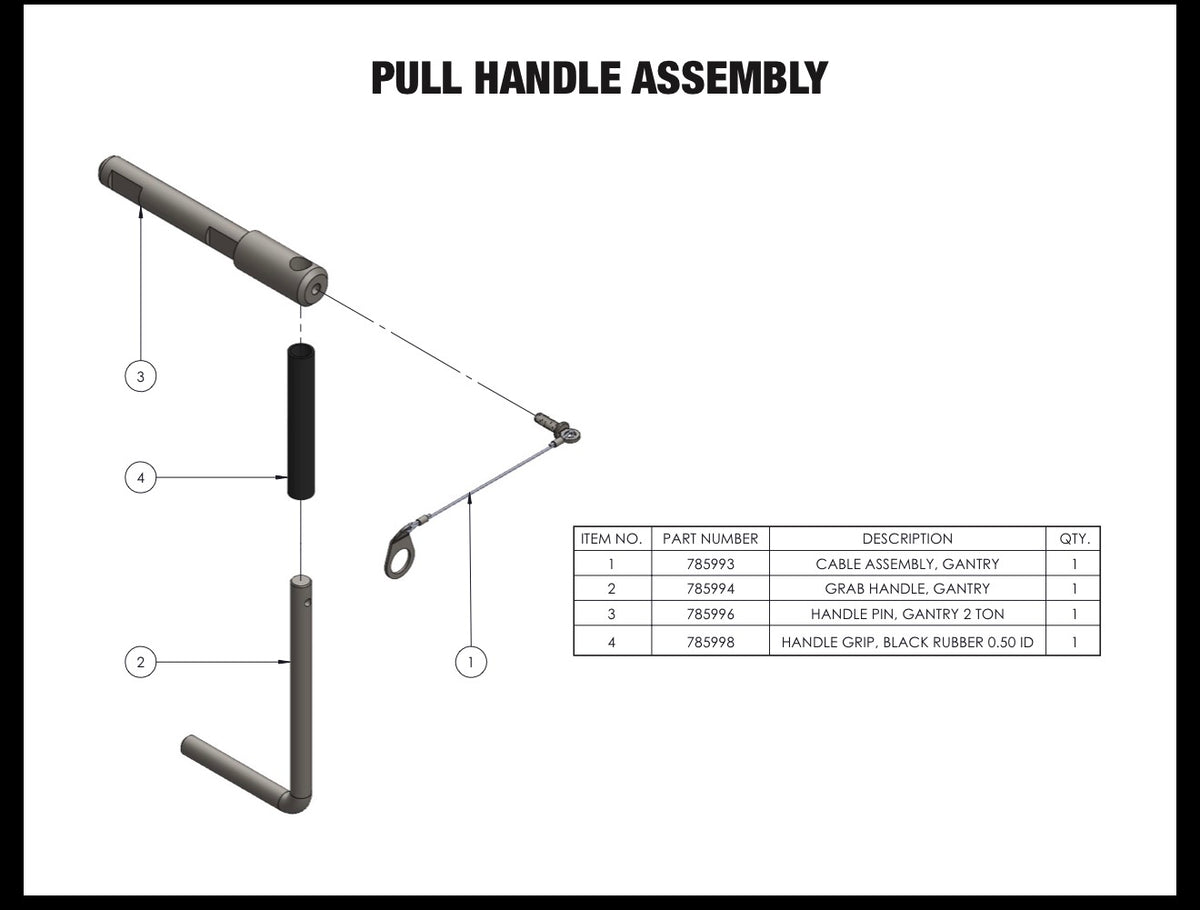 Sumner 785991 PULL HANDLE ASSEMBLY, GANTRY 2 TON