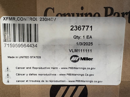 Miller 236771 XFMR,CONTROL 230/40V