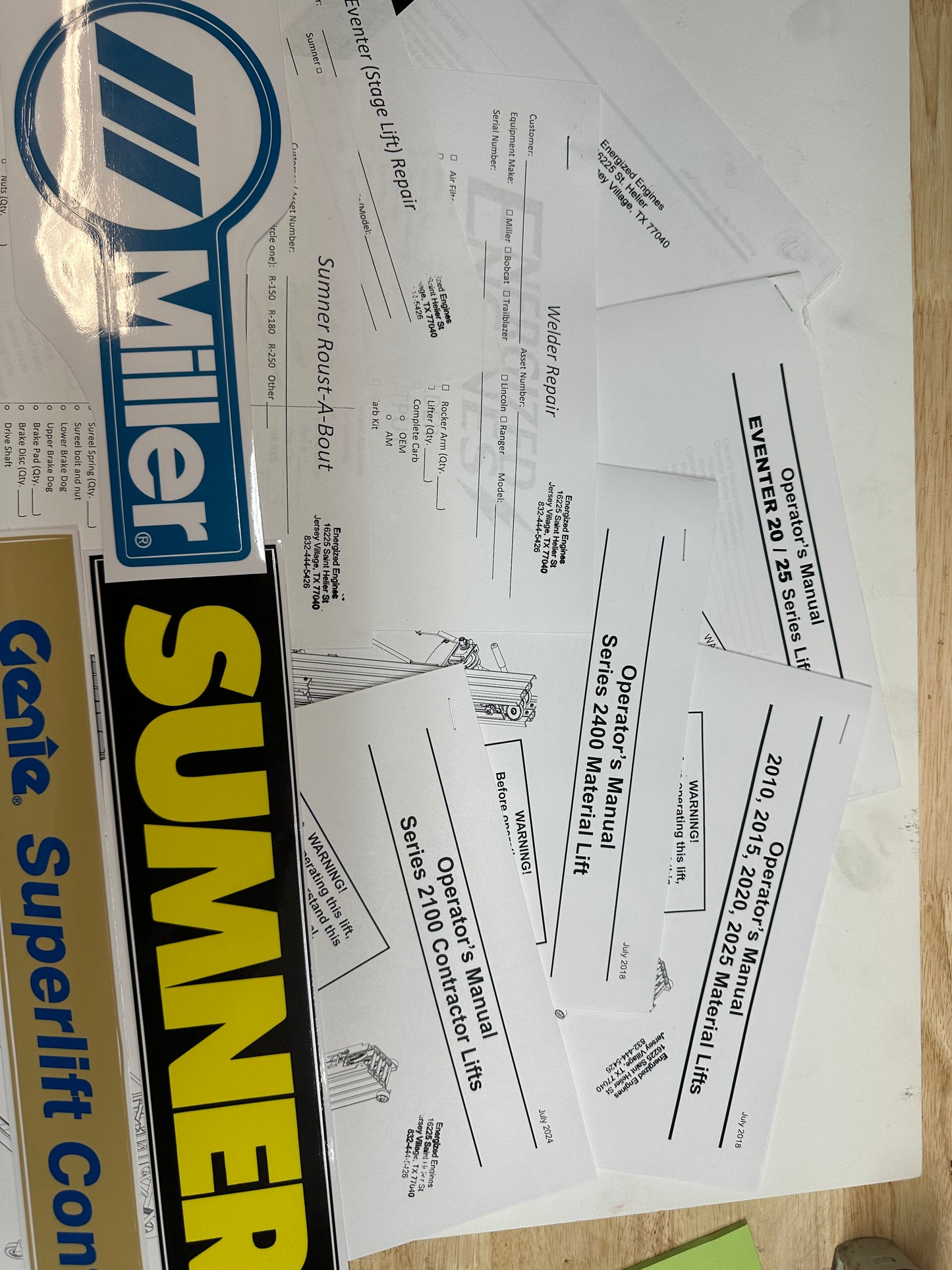 Operators Manual Kit with Tube and Heavy Duty Zip Ties EE 2003