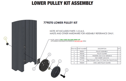 779070  LOWER PULLEY MOUNTING KIT (2000/2100/2500)