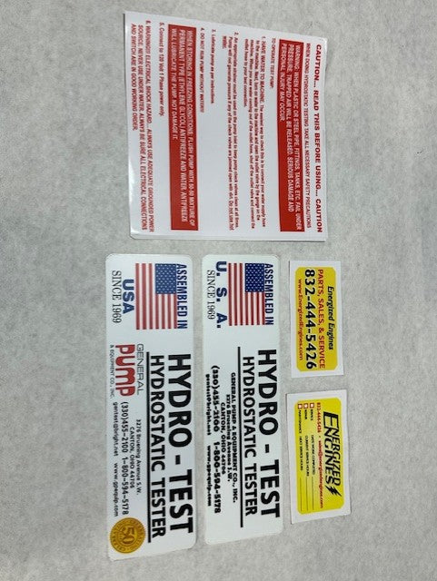 B22 Decal Kit General Hydro-Test Pump Parts