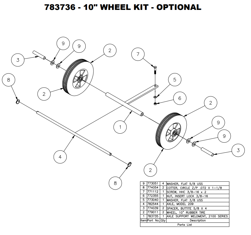 Sumner 782544 AXLE, MODEL 209