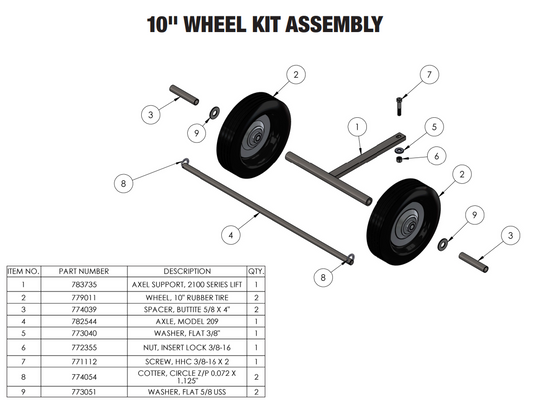 Sumner 782544 AXLE, MODEL 209