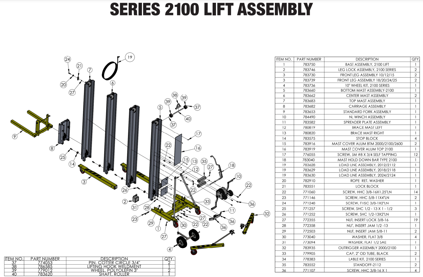 Sumner 783935 OUTRIGGER ASSEMBLY, 2000/2100 LIFTS
