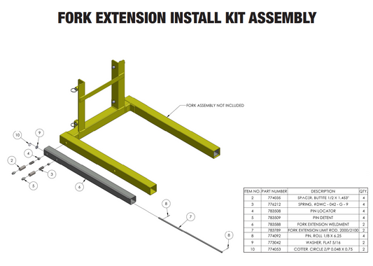 Sumner 783588 FORK EXTENSION WELDMENT