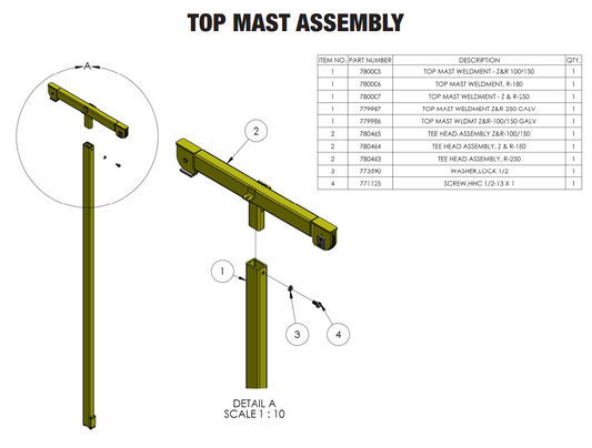 Sumner 780007 TOP MAST WELDMENT -Z & R-250