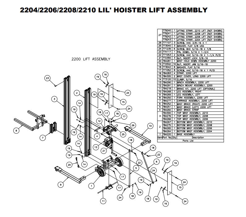 Sumner 784276 TOP MAST ASSEMBLY, 2208