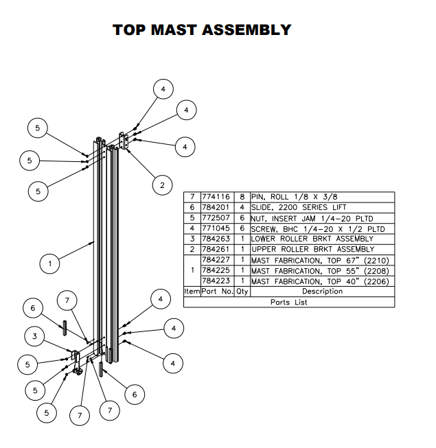 Sumner 784225 MAST FABRICATION, TOP 55"