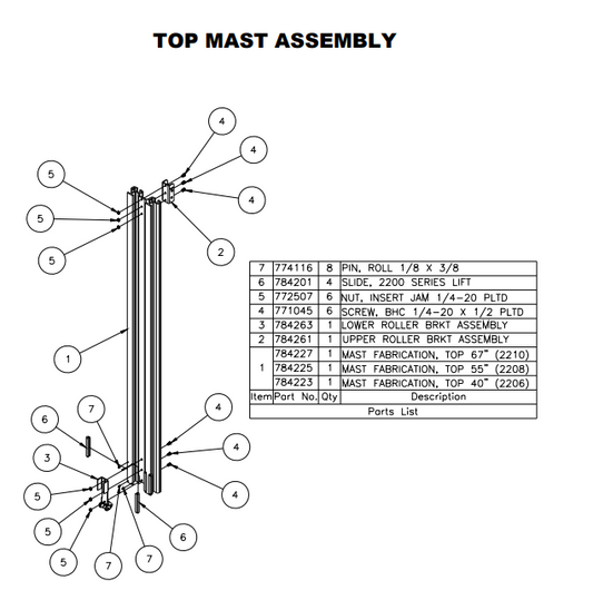 Sumner 784227 MAST FABRICATION, TOP 67"