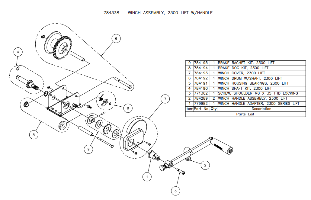 Sumner 784195 BRAKE RACHET KIT, 2300 LIFT