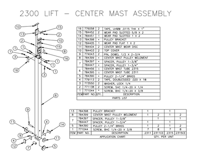 Sumner 784451 CENTER & OUTER MAST WEAR PAD
