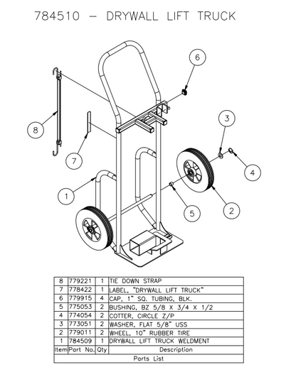 Sumner 779221 TIE DOWN STRAP (NOT SHOWN)