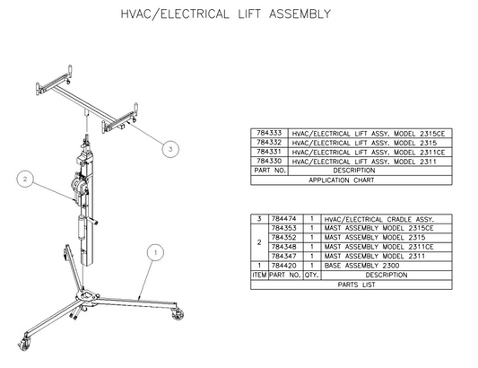Sumner 784420 BASE ASSEMBLY DRYWALL LIFT