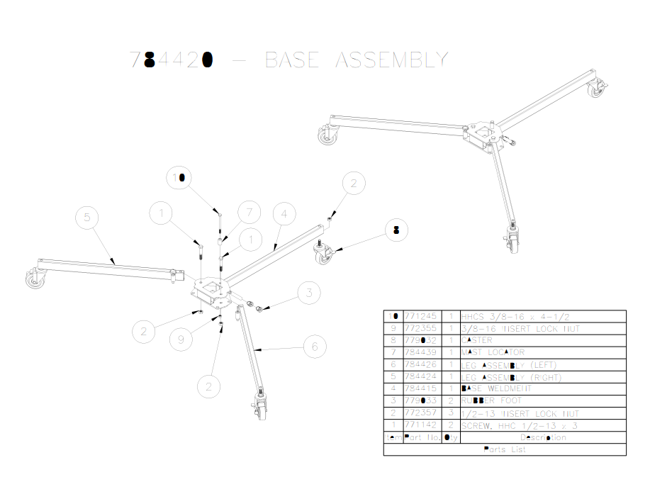 Sumner 784426 LEG ASSEMBLY LEFT