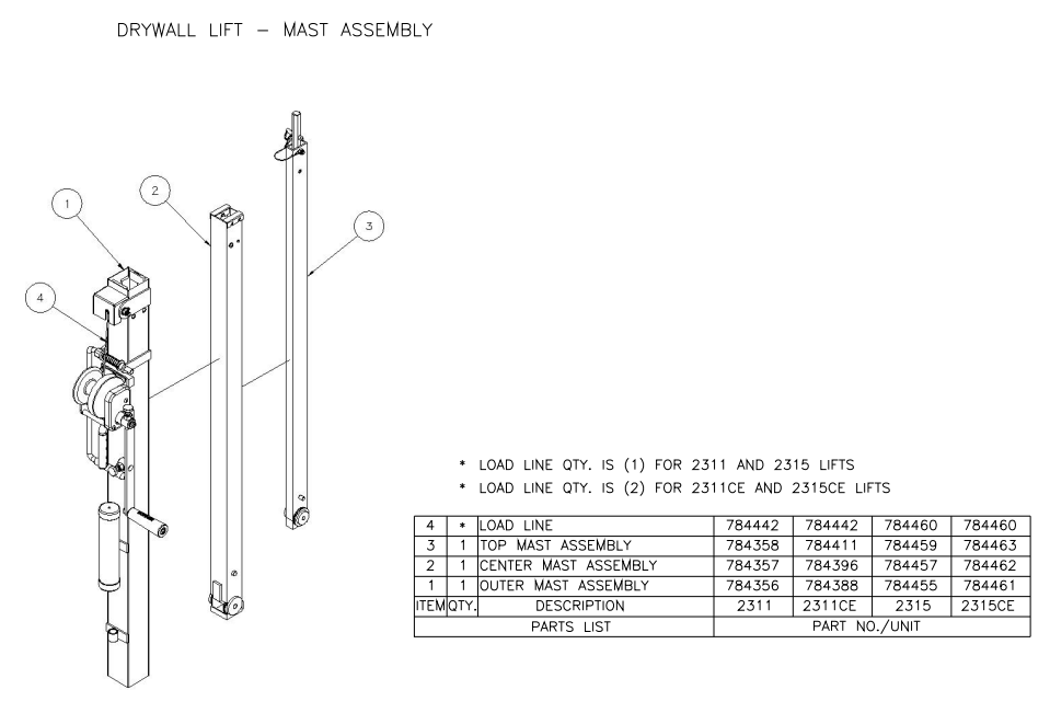 Sumner 784358 TOP MAST ASSEMBLY 2311