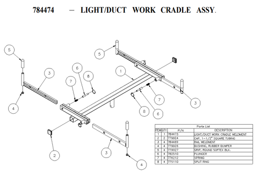 Sumner 784469 CROSS ARM RAIL WELDMENT