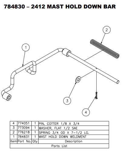 Sumner 784831 MAST HOLD DOWN WELDMENT