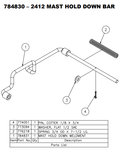 Sumner 784831 MAST HOLD DOWN WELDMENT