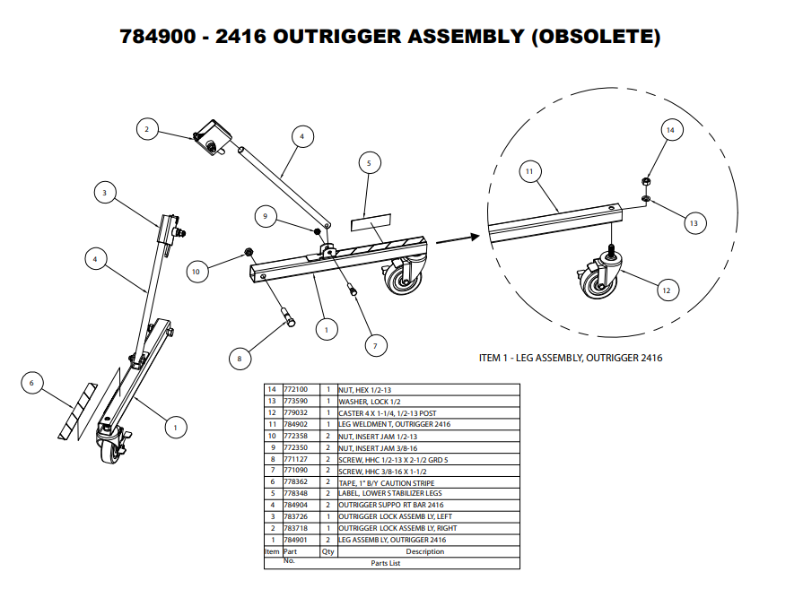 Sumner 778348 LABEL, LOWER STABILIZER LEGS 