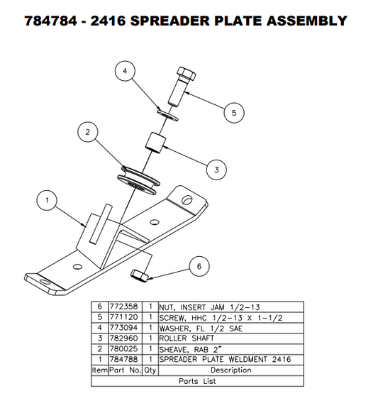 Sumner 782960 ROLLER SHAFT, CARR.715/720