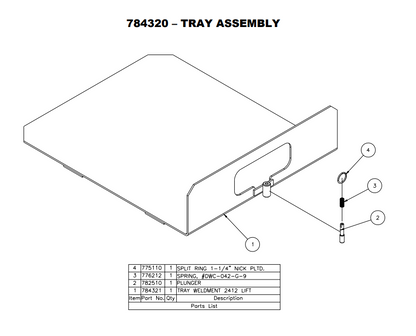 Sumner 784321 TRAY WELDMENT 2412 LIFT