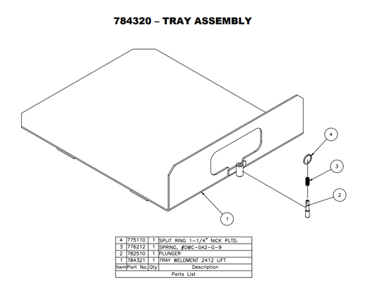 Sumner 784321 TRAY WELDMENT 2412 LIFT