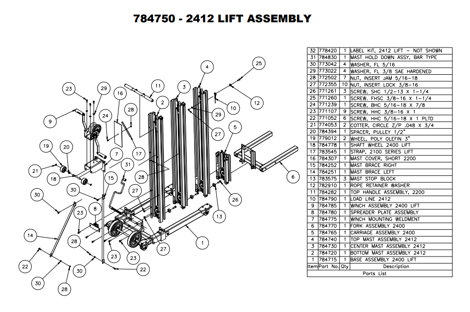 Sumner 784282 TOP HANDLE ASSEMBLY, 2200