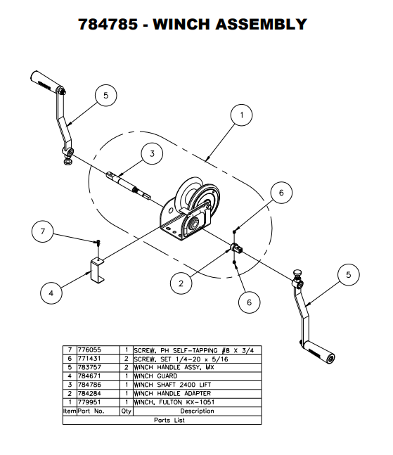 Sumner 784786 WINCH SHAFT 2400 LIFT