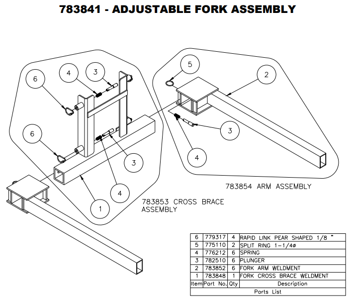 Sumner 783848 FORK CROSS BRACE WELDMENT