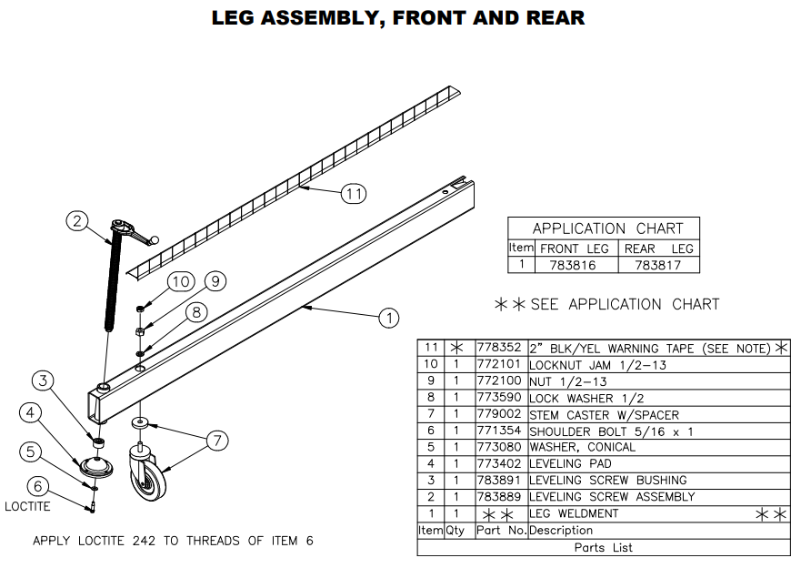 Sumner 783889 LEVELING SCREW ASSEMBLY