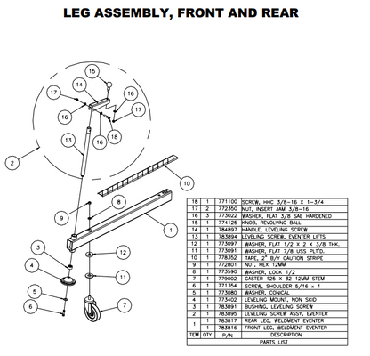 Sumner 783895 LEVELING SCREW ASSY, EVENTER